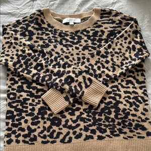Loft Leopard Print Sweater - Tan and Black